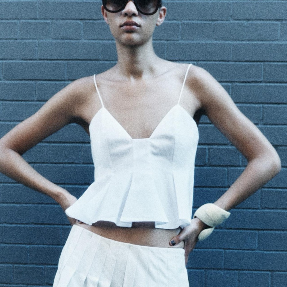 NWT | Zara White Peplum Tank Top